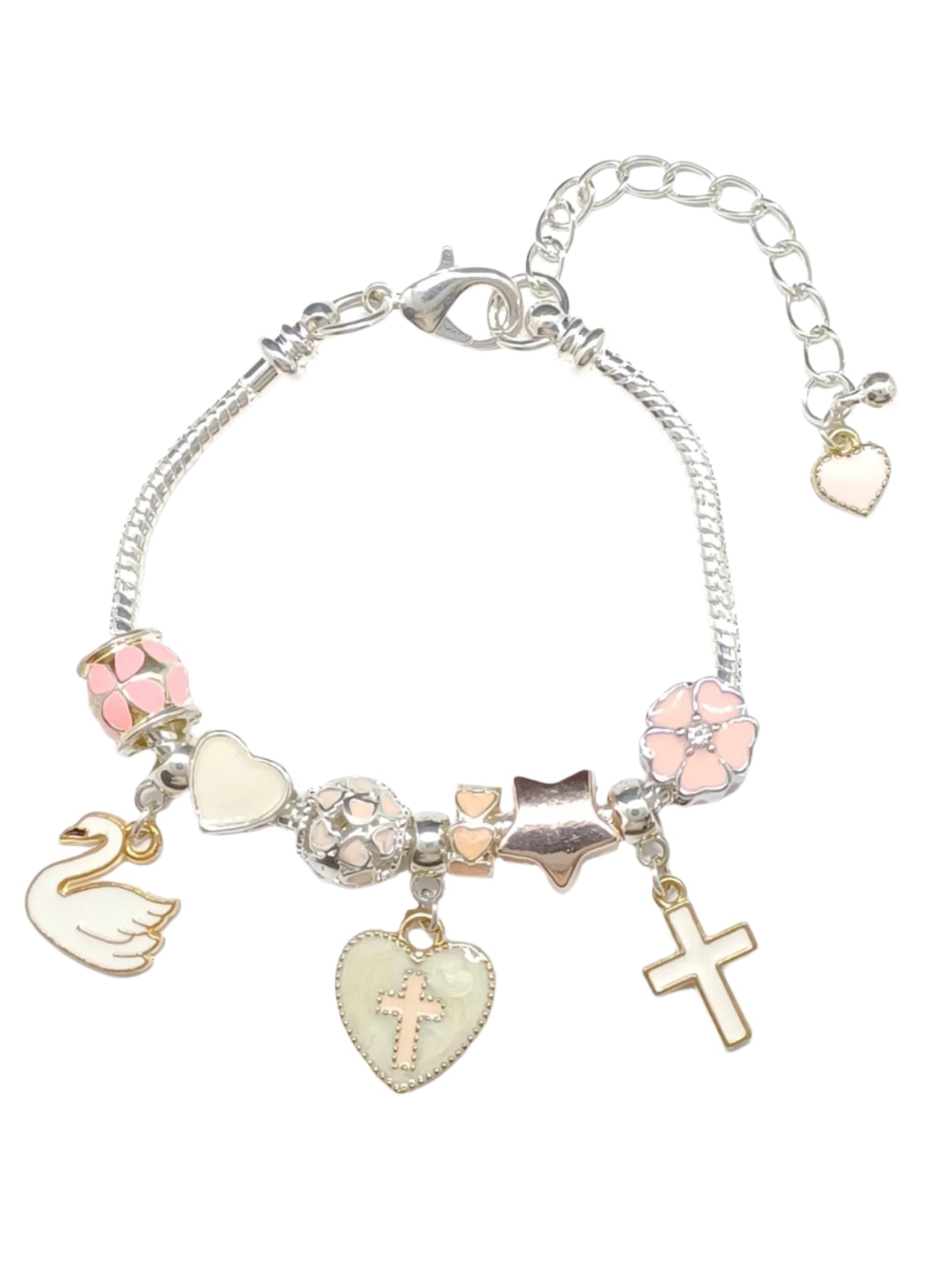 Cross Heart Charm Bracelet