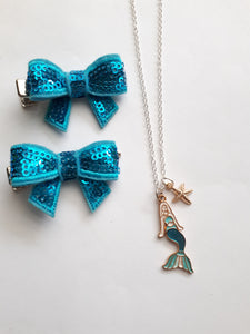 Mermaid Dreams Charm Necklace Blue Gift Set