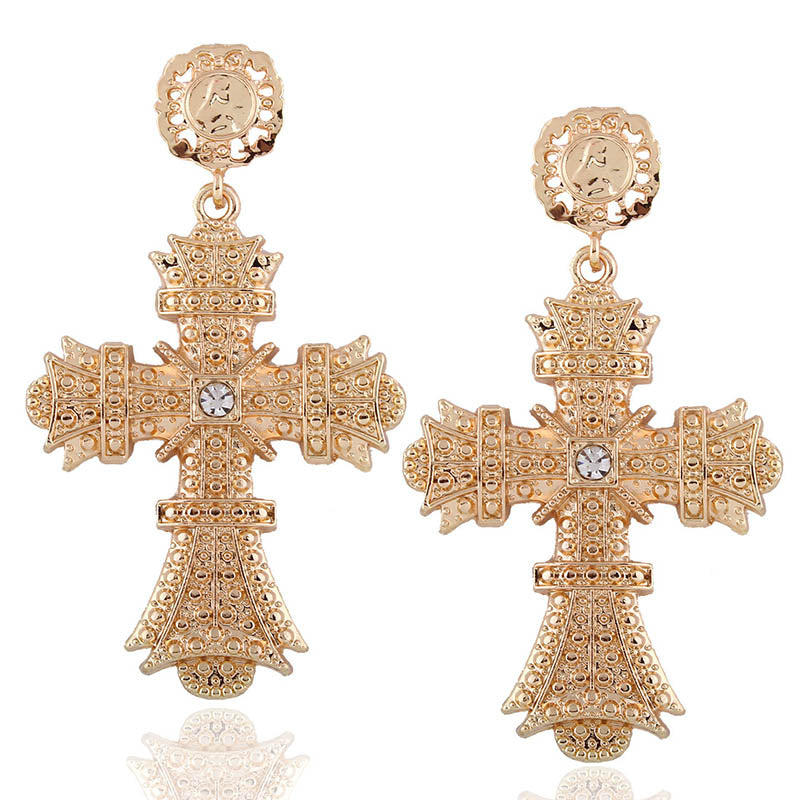 GOING TO THE CHAPEL ornate cross earrings