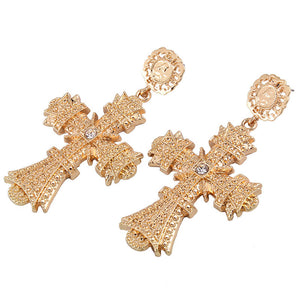 GOING TO THE CHAPEL ornate cross earrings