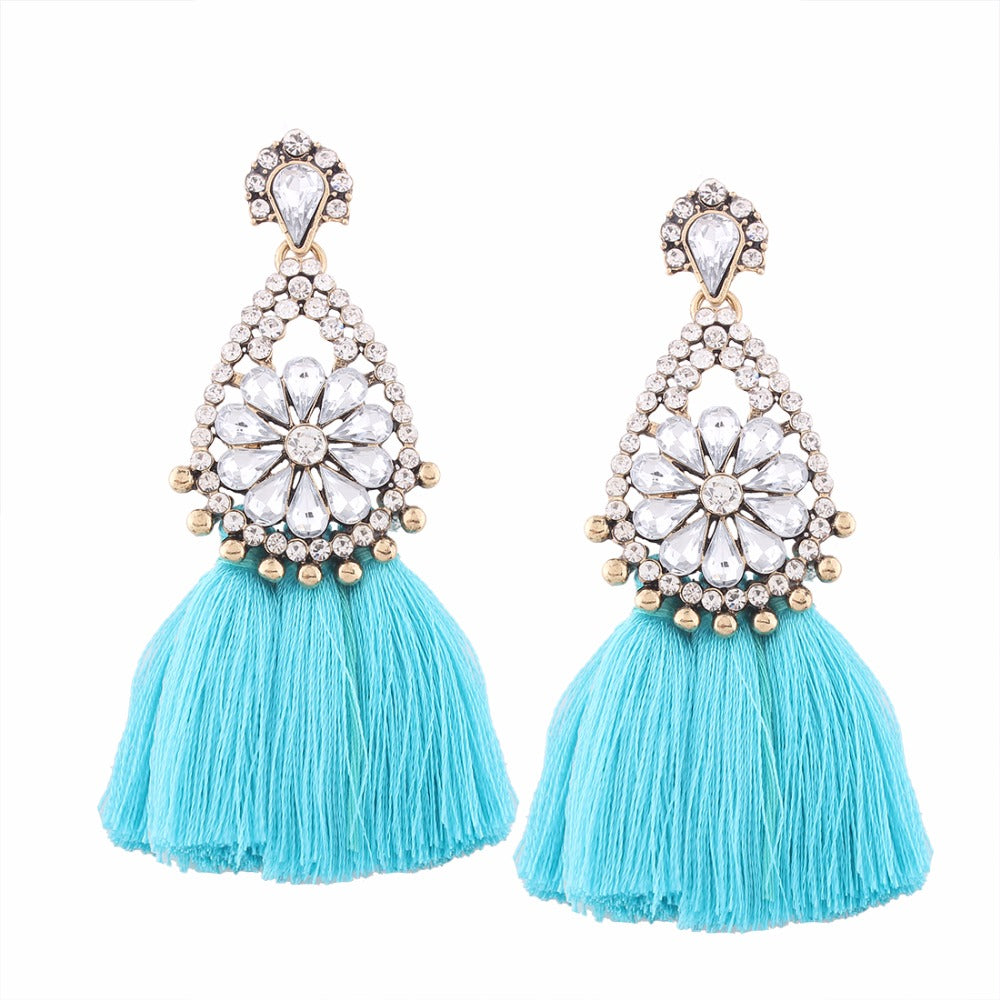 KHLOE tassel earrings blue
