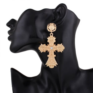 GOING TO THE CHAPEL ornate cross earrings