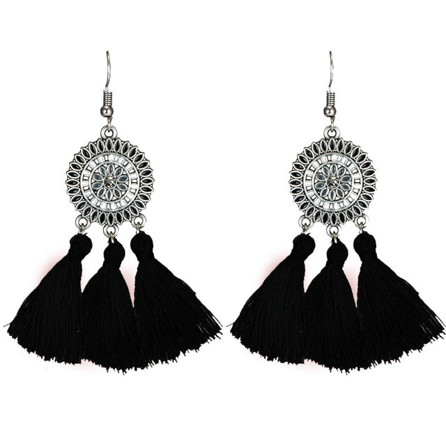ASPEN tassel drop earrings Black