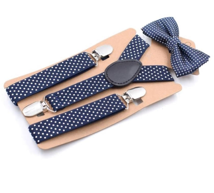 Bow Tie and Suspender Bundle - Navy Blue